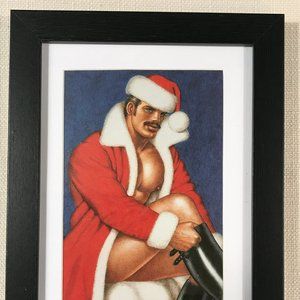 Tom of Finland Matted and Framed Postcard/Print 6” x 8" Leather Santa
